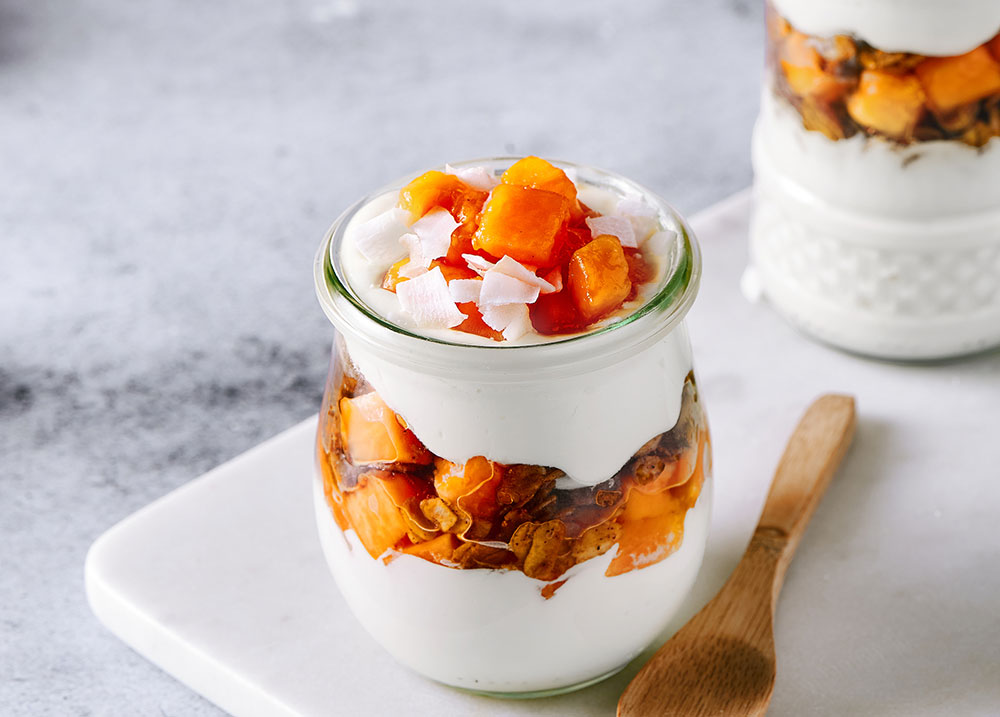 Papaya Coconut Parfait with Kiri Greek