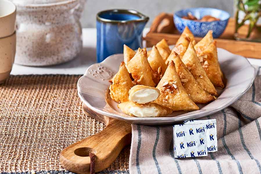 Cream-Filled Samosas with Rose Water Syrup