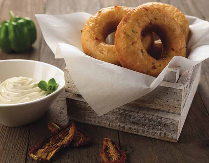 Cheese Doughnuts with Sundried Tomatoes and Thyme