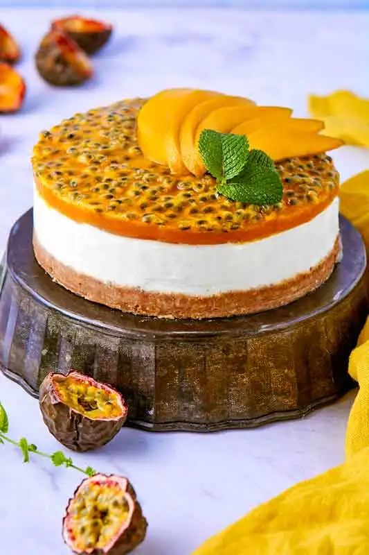 Kiri Cheesecake with Mango and Passion Fruit