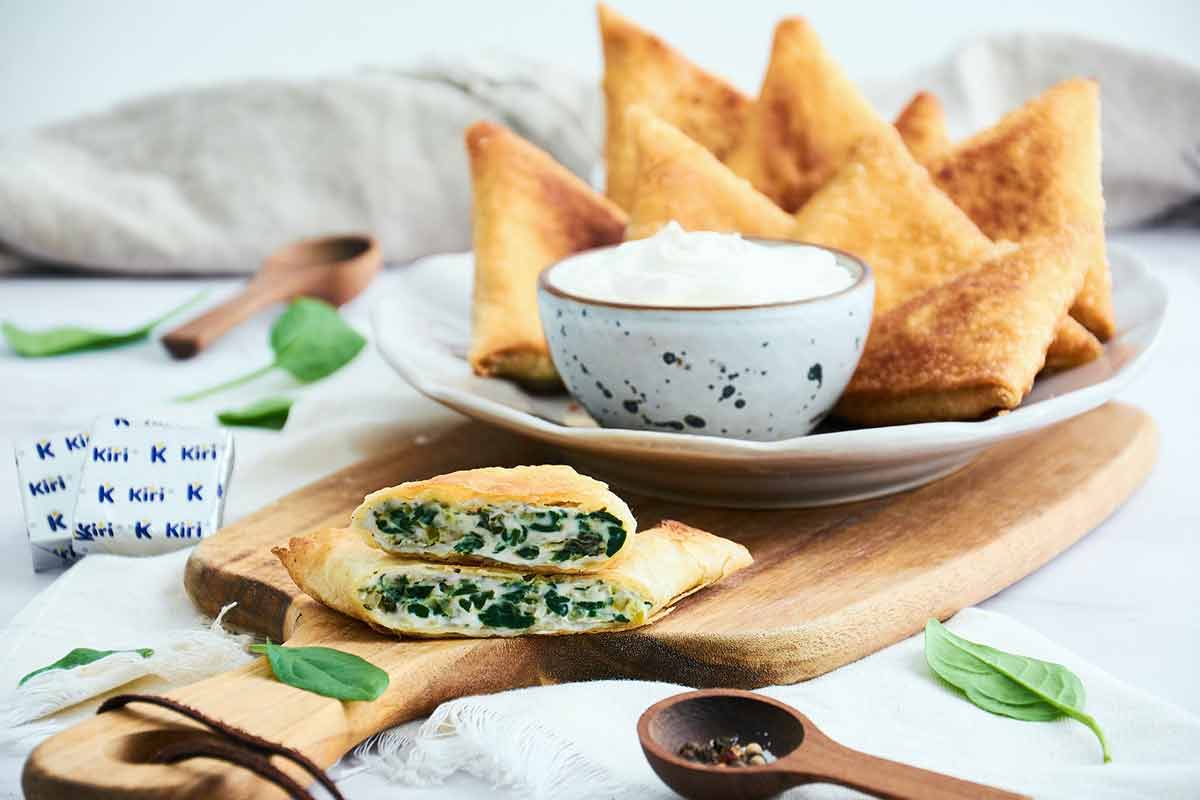 Samosa with Spinach and Kiri Cheese