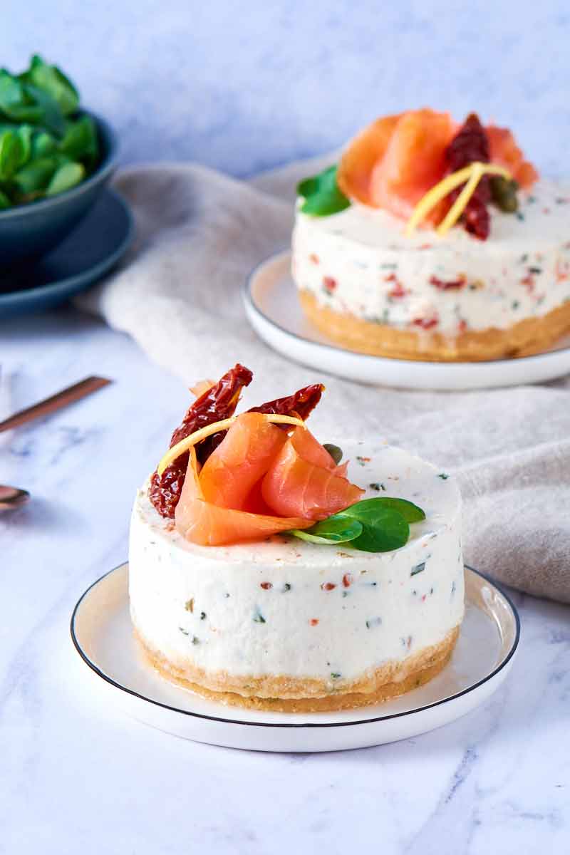 Savory Kiri Cheesecake with Smoked Salmon and Dried Tomato