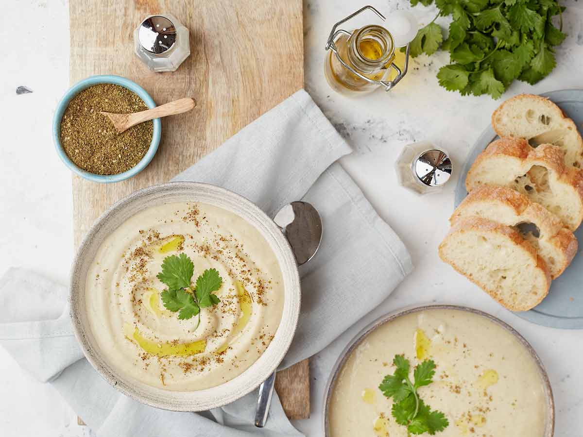 Smoked Eggplant Soup with Zaatar and Kiri