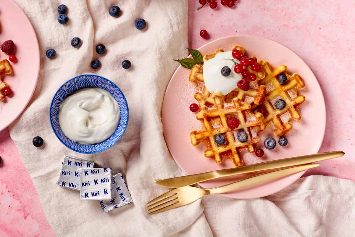 Waffles With Kiri Rose Water Cream